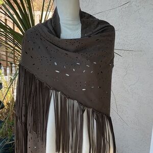 Elegant Brown Fringed Shawl